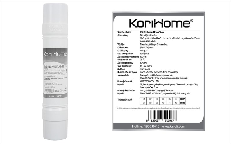 L&otilde;i lọc R.O Korihome số 4 RO Membrane