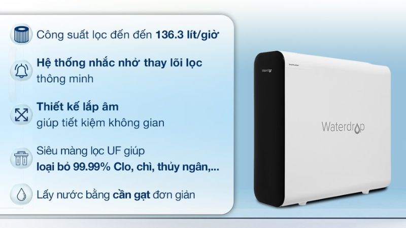 M&aacute;y lọc nước UF Waterdrop WD-TSU-W 3 l&otilde;i