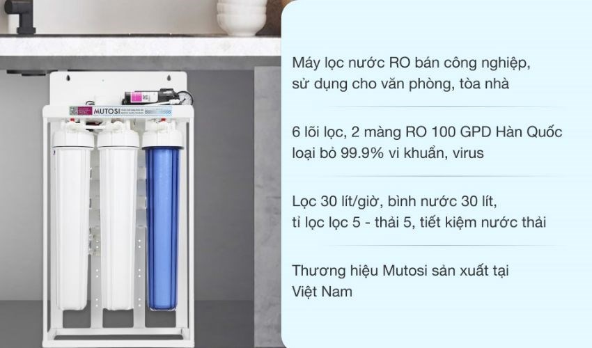 M&aacute;y lọc nước RO b&aacute;n c&ocirc;ng nghiệp Mutosi MP-30 6 l&otilde;i