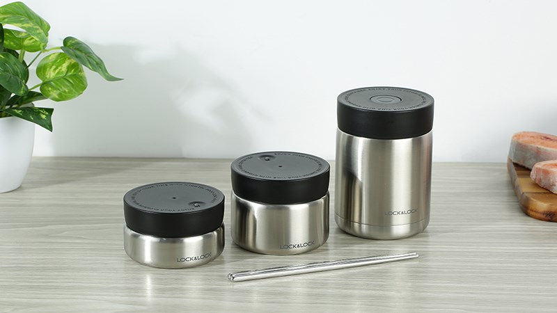 Bộ b&igrave;nh đựng thức ăn giữ nhiệt inox Lock&Lock LHC8031SLV