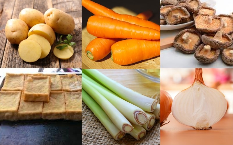 Hình nguyên liệu làm cà ri chay