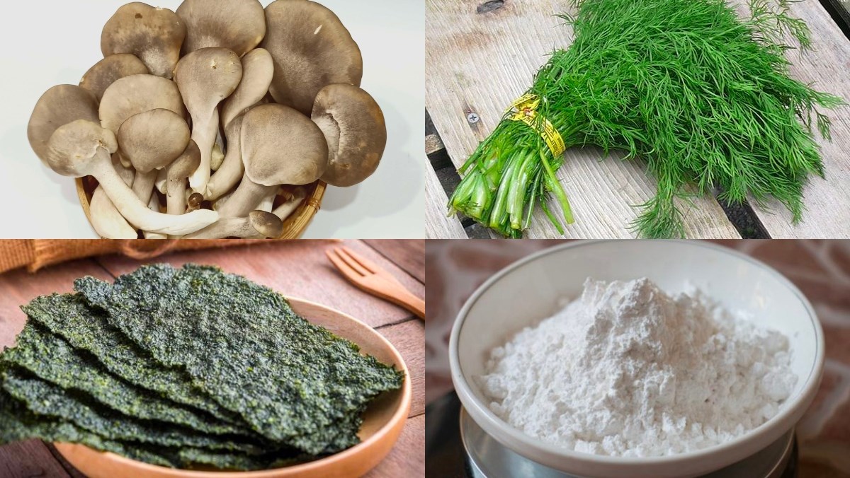 Nguyên liệu làm chả nấm thì là rong biển