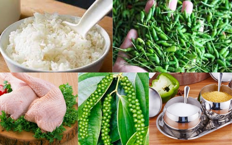 Nguyên liệu món ăn cơm chiên muối ớt xanh