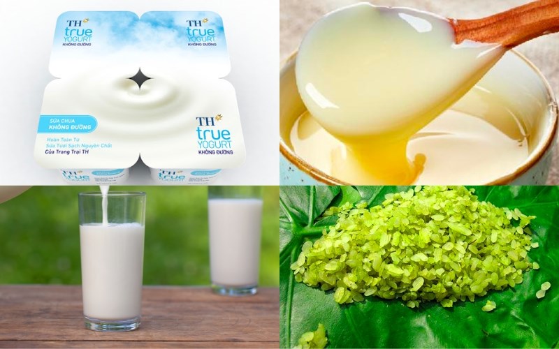 Hình nguyên liệu làm sữa chua cốm non