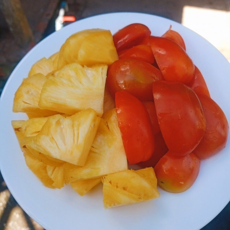 Bước 1 Sơ chế nguyên liệu Canh chua bông điên điển chay (Công thức được chia sẻ từ Tiktok Bếp chay XANH)