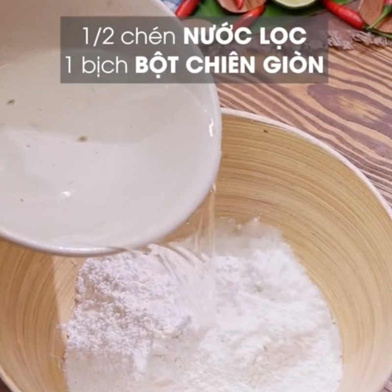 Bước 3 Trộn bột chiên tôm Bánh tôm chiên khoai lang (Công thức từ kênh TikTok Vào bếp cùng Điện máy XANH!)
