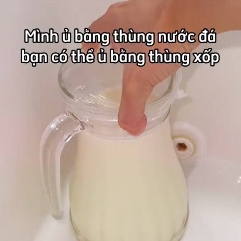 Bước 3 Ủ sữa chua phô mai Sữa chua phô mai cốm non (Công thức từ kênh tiktok Vào bếp Cùng Điện máy XANH)