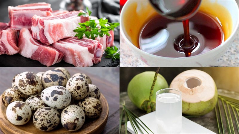 Nguyên liệu món ăn sườn kho trứng cút