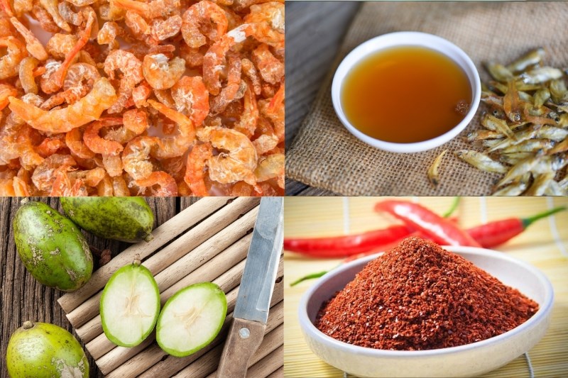 Nguyên liệu làm gỏi cóc tôm khô