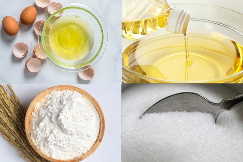 Nguyên liệu món ăn bánh bò rễ tre bằng bột pha sẵn