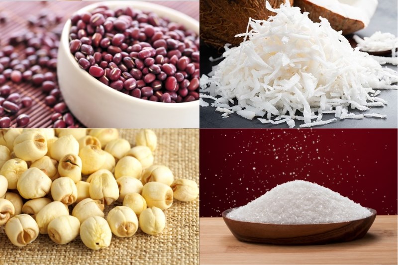 Nguyên liệu món ăn chè đậu đỏ hạt sen
