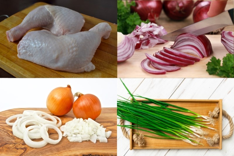 Nguyên liệu món ăn gỏi gà hành tây dưa leo