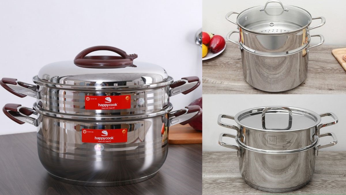 Gợi ý mẫu nồi hấp 2 tầng inox 304 chất lượng