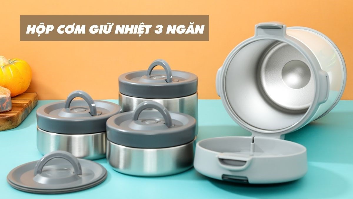 Hộp cơm giữ nhiệt 3 ngăn