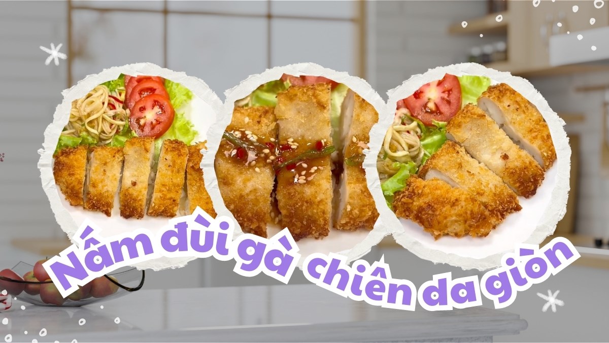 Nấm đùi gà chiên da giòn kèm nước xốt