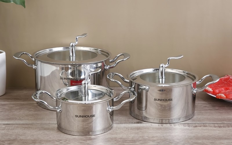 Bộ 3 nồi inox 5 đ&aacute;y Sunhouse SHG2503MSA