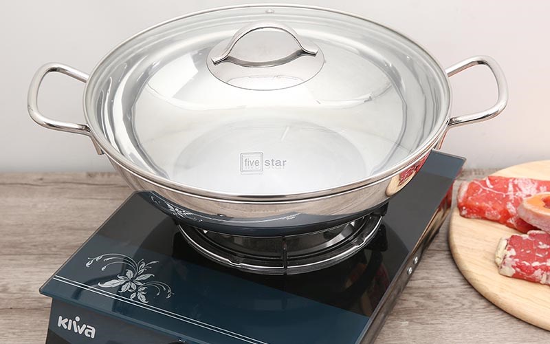 Chảo inox sâu đáy từ nắp kính 32 cm Fivestar FSCL31001