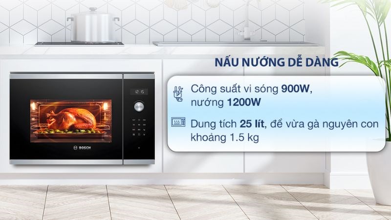 L&ograve; vi s&oacute;ng c&oacute; nướng lắp &acirc;m Bosch HMH.BEL554MS0B 25 l&iacute;t