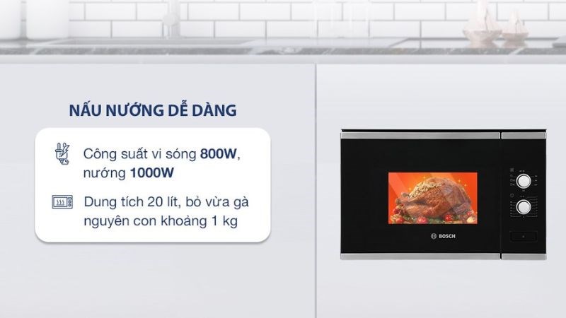 L&ograve; vi s&oacute;ng c&oacute; nướng lắp &acirc;m Bosch BEL520MS0K 20 l&iacute;t