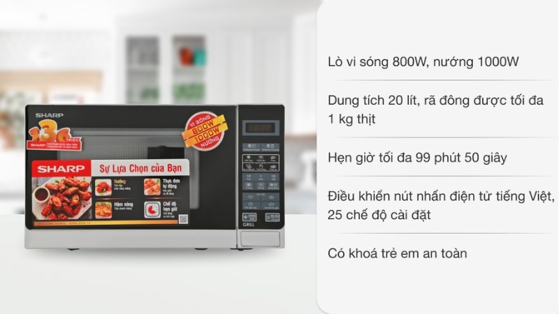Lò vi sóng có nướng Sharp R-G272VN-S 20 lít