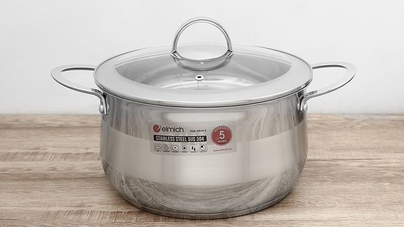 Nồi inox 3 đ&aacute;y nắp k&iacute;nh 24 cm Elmich Celestine 2355278