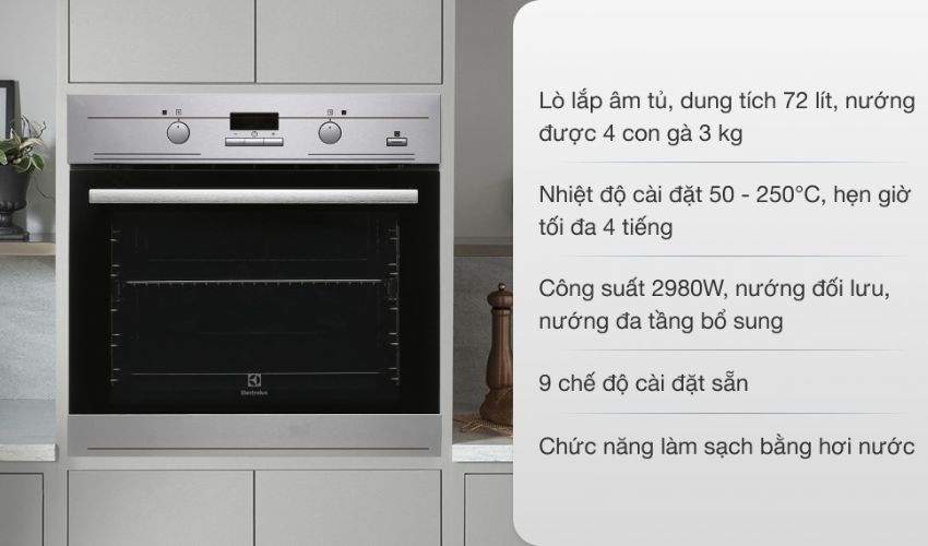 L&ograve; nướng &acirc;m Electrolux EOB3434BOX 72 l&iacute;t