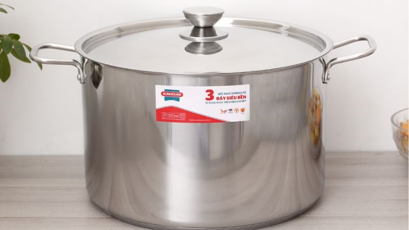 Nồi inox 3 đ&aacute;y nắp inox 32 cm Sunhouse SHG300-32