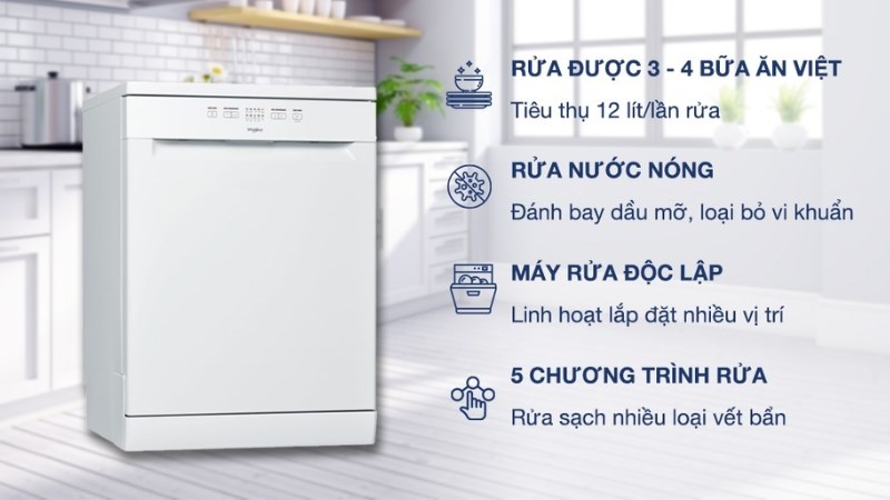 M&aacute;y rửa ch&eacute;n độc lập Whirlpool WFE 2B19