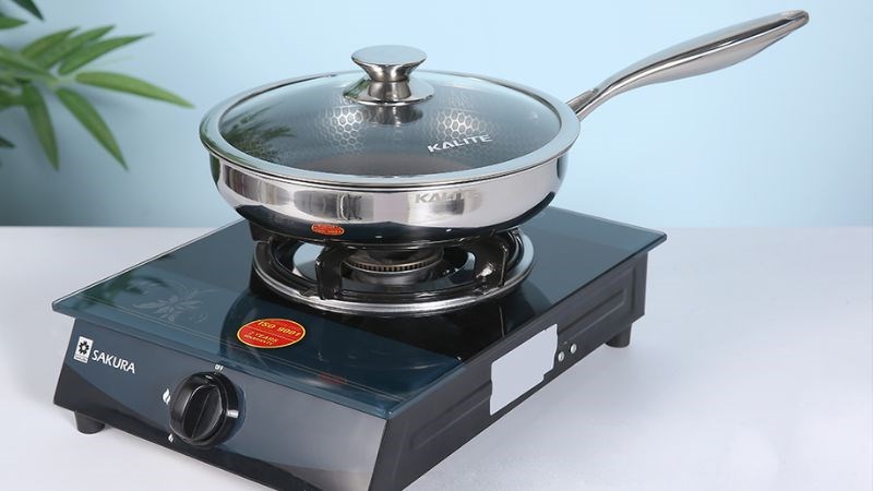  Chảo inox s&acirc;u chống d&iacute;nh tổ ong đ&aacute;y từ nắp k&iacute;nh 26 cm Kalite KL-326