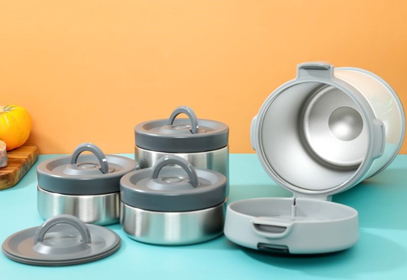 Bộ b&igrave;nh đựng thức ăn giữ nhiệt inox Lock&Lock LHC8039WHT