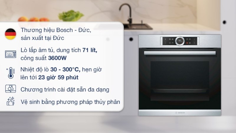 Lò nướng âm Bosch HBG633BS1A 71 lít