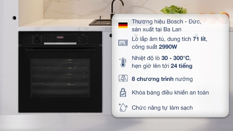 Lò nướng âm Bosch HBS534BB0B 71 lít