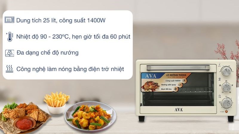  L&ograve; nướng AVA TO2501 25 l&iacute;t