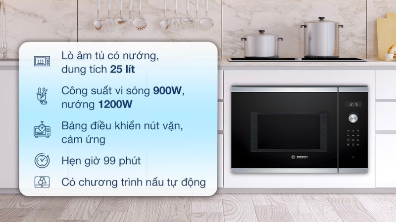 L&ograve; vi s&oacute;ng c&oacute; nướng lắp &acirc;m Bosch HMH.BEL554MS0B 25 l&iacute;t