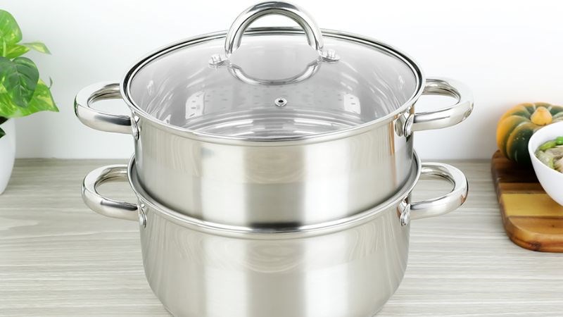 Bộ nồi xửng inox 3 đ&aacute;y nắp kiếng đ&aacute;y từ 24 cm Delites CW-S106-1