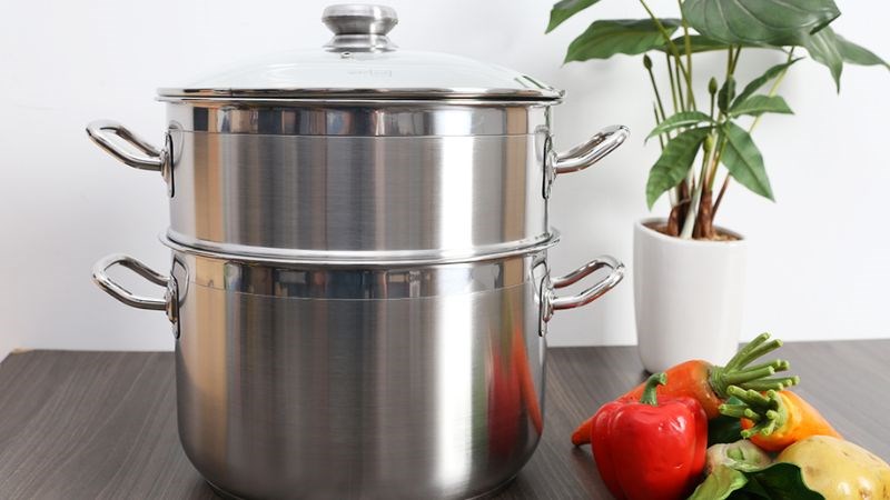 Bộ nồi xửng inox 3 đ&aacute;y nắp k&iacute;nh 28 cm Fivestar ST28-3DG