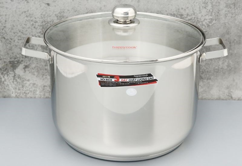 Nồi inox 3 đ&aacute;y nắp k&iacute;nh 32 cm Happycook NC-32G