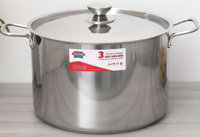 Nồi inox 3 đ&aacute;y nắp inox 30 cm Sunhouse SHG300-30