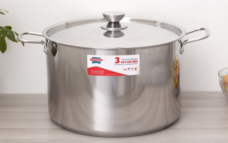 Nồi inox 3 đ&aacute;y nắp inox 32 cm Sunhouse SHG300-32