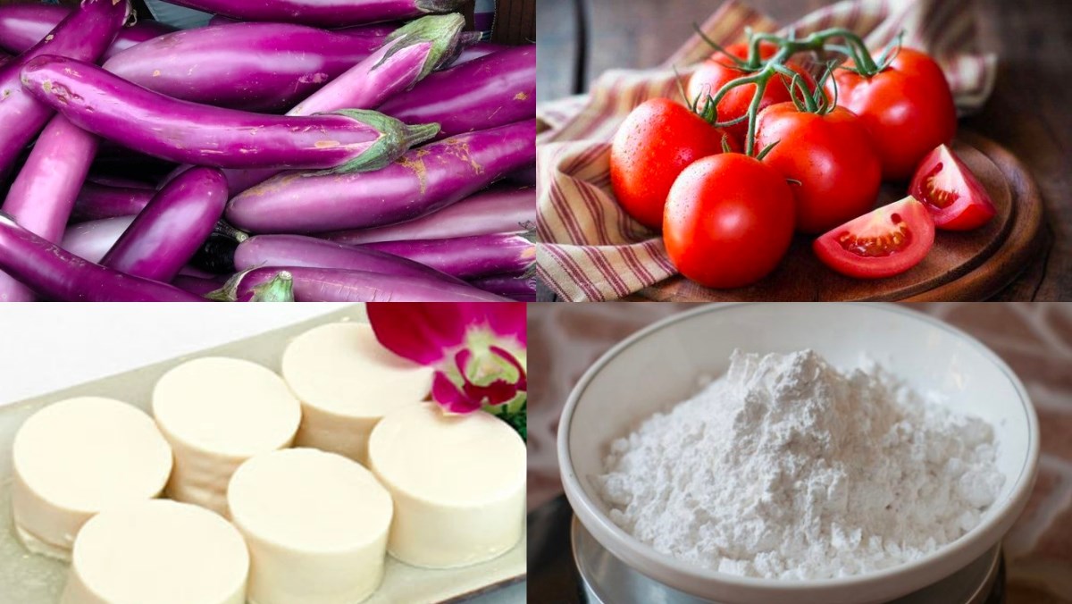 Nguyên liệu món ăn cà tím sốt cà chua