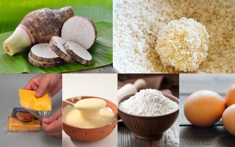Hình nguyên liệu làm khoai môn chiên xù bọc phô mai