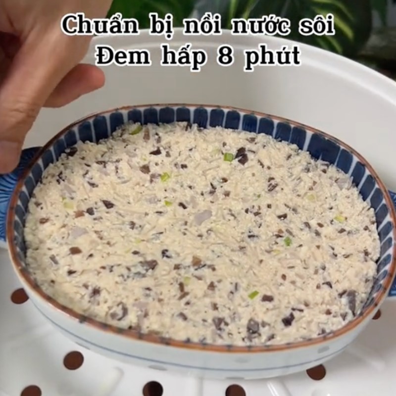 Bước 4 Hấp chả và làm hỗn hợp phết mặt chả Chả hấp chay khoai môn
