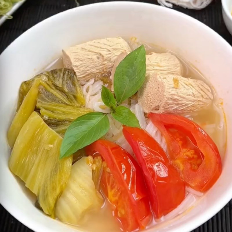 Bước 4 Thành phẩm Bún nước lèo chay bằng sườn non chay