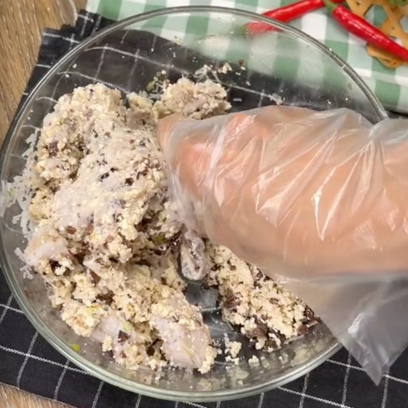 Bước 3 Trộn nguyên liệu Chả hấp chay khoai môn
