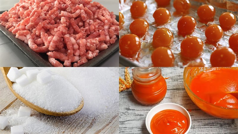 Nguyên liệu món ăn bánh mì xíu mại trứng muối