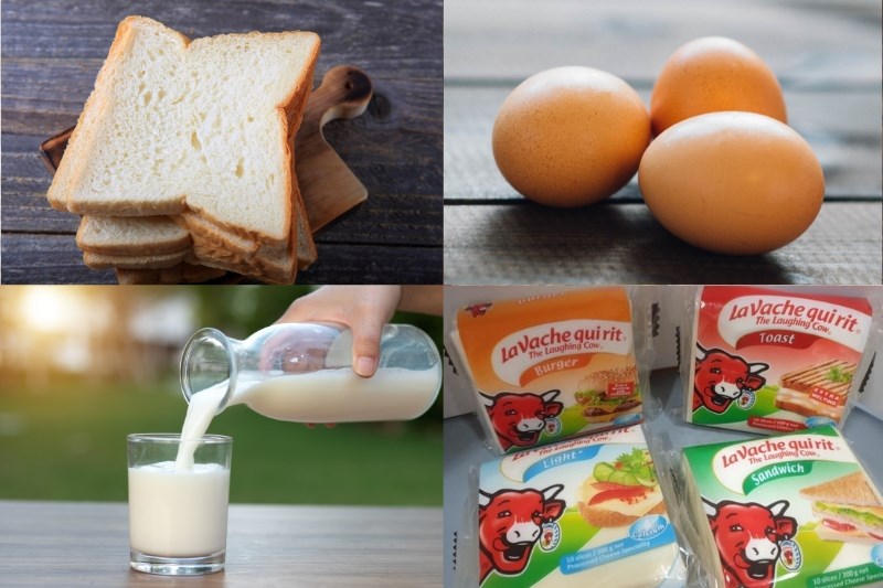 Nguyên liệu món ăn bánh mì phô mai con bò cười