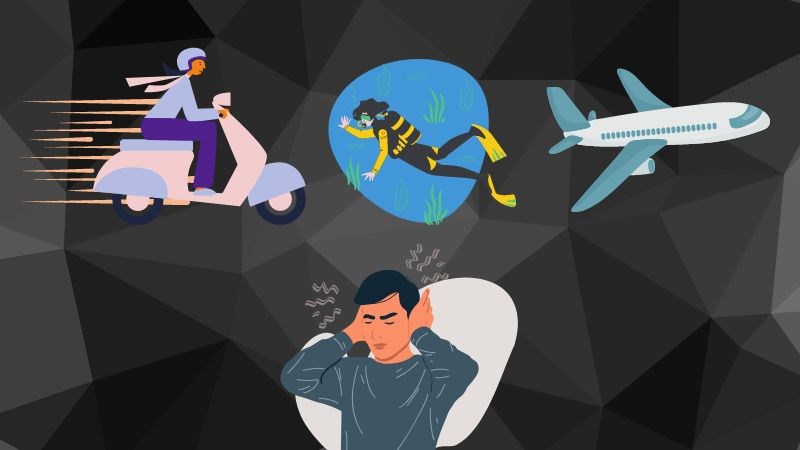 Một số hoạt động làm thay đổi áp suất có thể gây thủng màng nhĩ