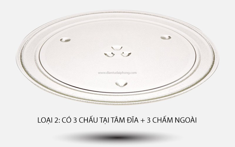 Kiểu đĩa l&ograve; vi s&oacute;ng 2: C&oacute; 3 chấu tại t&acirc;m đĩa + 3 chấm ngo&agrave;i