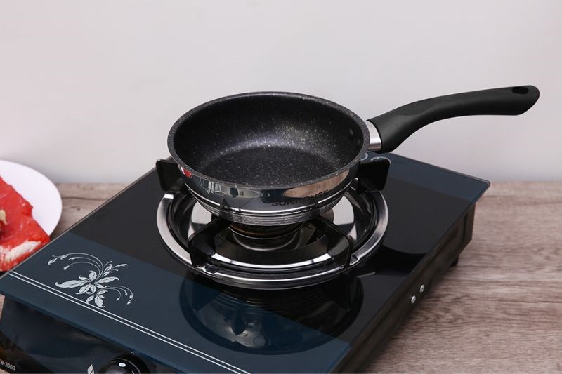 Chảo inox 5 đ&aacute;y chống d&iacute;nh v&acirc;n đ&aacute; đ&aacute;y từ 16 cm Sunhouse IN16M4