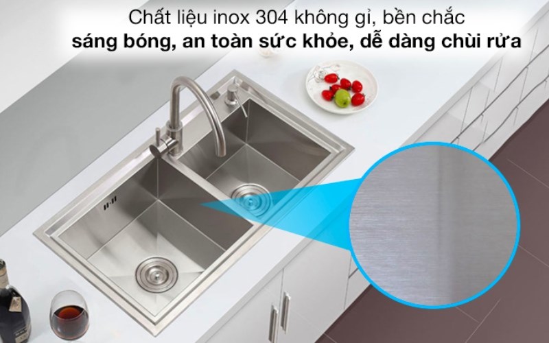 Chậu rửa ch&eacute;n 2 ngăn inox Eurolife EL-HM8246 